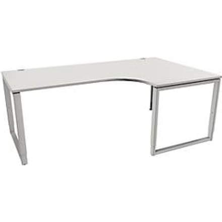 Schäfer Shop Genius MODENA FLEX hoekbureau, 90°, beugelvoet, bevestiging rechts, B 2000 mm, lichtgrijs