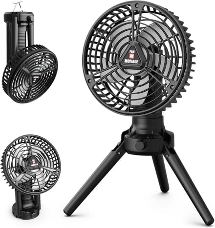 Draagbare Campingventilator - Oplaadbaar USB-C - Stille werking - Met LED-licht - Voor camping en outdoor