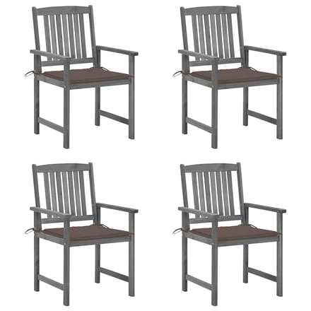 vidaXL - Tuinstoelen - 4 - st - met - kussens - massief - acaciahout - grijs