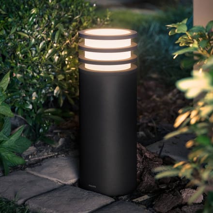 Philips Hue Lucca sokkellamp - warmwit licht - zwart - laag