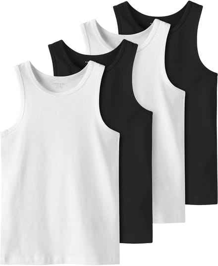 Name It Jongens Hemd Top NKFTANK 4-Pack Zwart/Wit - Maat 146/152
