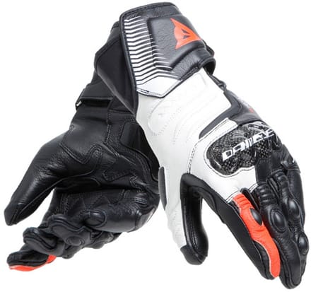 Dainese Carbon 4 Long Lady Handschoenen Zwart Wit Fluo Rood - Handschoen