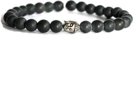IbizaMen - matte Onyx - Buddha - zilver 925 - 8mm - 20cm