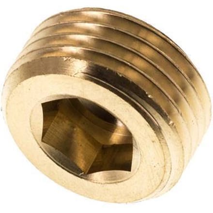 G 1/2'' Messing Plug met binnenzeskant zonder kraag 16 Bar [2 Stuks]