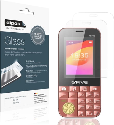 dipos – 2x Matte Pantserfolie geschikt voor GFive 16 Pro | 9H Screenprotector