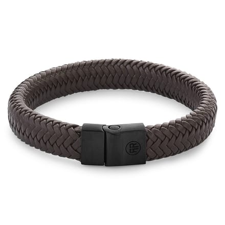 Rebel & Rose armband Full Metal Herringbone Brown Black unisex RR-M0023-B