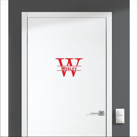 Deursticker Met Naam -  Wesley - Rood