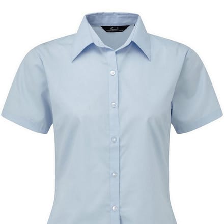 Premier Popeline blouse met korte mouwen / Gewoon werkoverhemd (Lichtblauw)