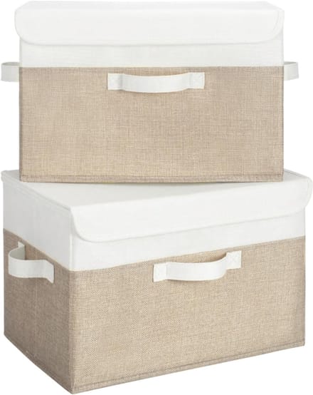 VLSelect® Opbergbak met deksel - Opbergbox - Opbergdoos - 2 Stoffen Opbergboxen