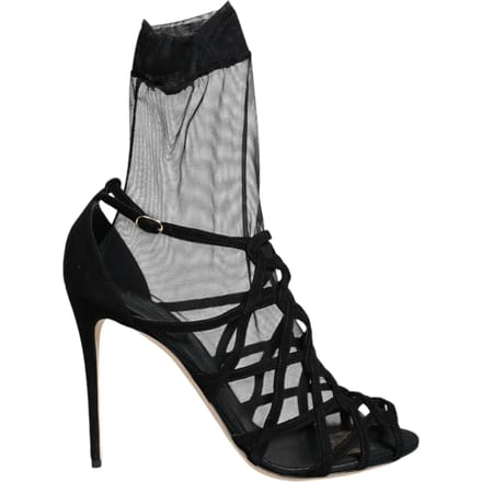 Dolce & Gabbana Zwarte Tule Rekbare Hak Sandalen Schoenen