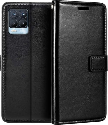 Bookcase Geschikt voor: Realme 8 Pro - Zwart - portemonee hoesje