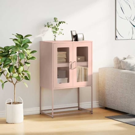 vidaXL - Hoge - kast - 68x39x107 - cm - staal - roze