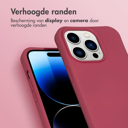 imoshion Hoesje - Geschikt voor Apple iPhone 14 Pro - Color Backcover met afneembaar koord - Red Raspberry