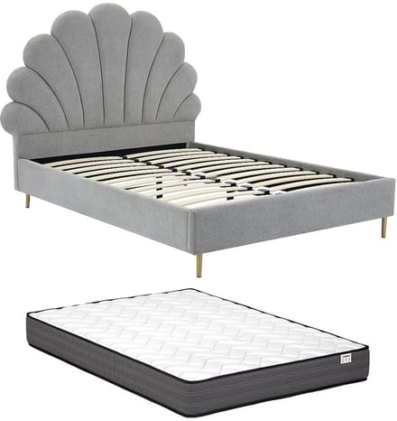 Vente-unique Bedframe stof lichtgrijs 160 x 200 cm