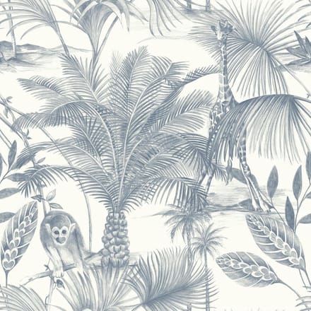 DUTCH-WALLCOVERINGS-Behang-Kidatu-blauw-en-wit