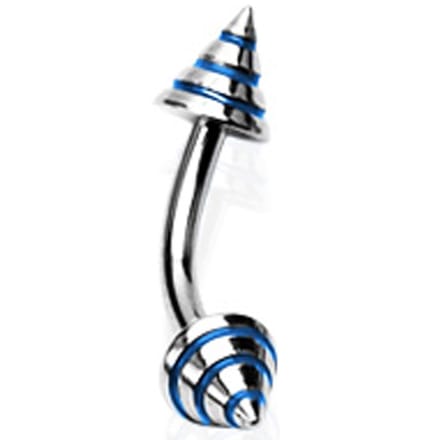 Piercing curved strepen 1.2x8x4 - blauw - LMPiercings