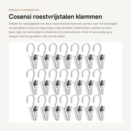Dailygoods - Roestvrije gordijnclips en ringen