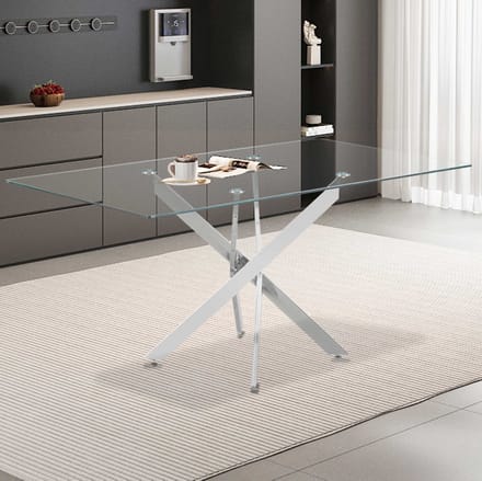 Tafel 'Lasi' 160 cm Glas, Poten Chroom