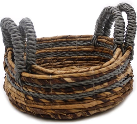 Bananenblad & Abu-abu Raffia Mand - Set van 2