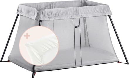 BabyBjörn Reisbedje Light Bundle - Zilver incl Matrasovertrek