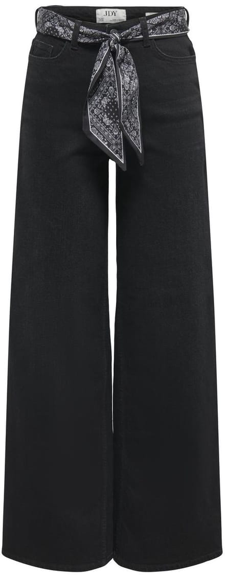 Jacqueline de Yong Jdyvera hw x-wid scarf jeans blk dnm black denim