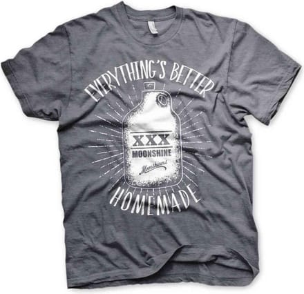 Moonshiners Heren Tshirt -S- Everything's Better Homemade Grijs