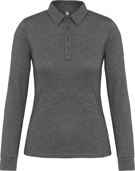 Kariban Damespolo lange mouwen van jersey K265 - Grey Heather - XL