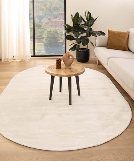 Viscose vloerkleed ovaal - Pearl wit 200x300