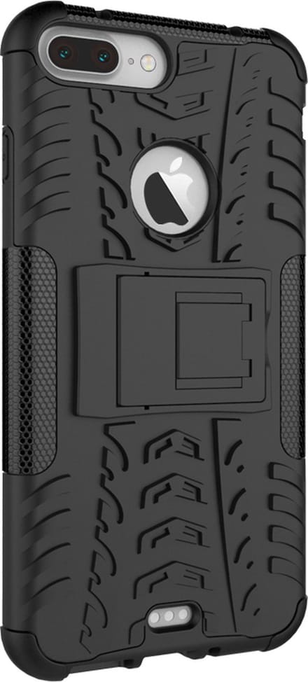 Peachy Shockproof bescherming hoesje geschikt voor iPhone 7 Plus 8 Plus case - Zwart