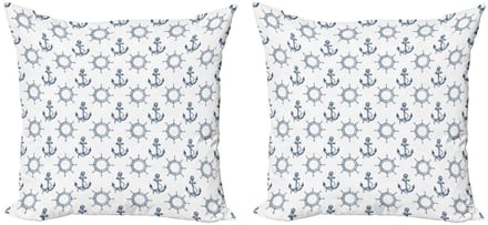 ABAKUHAUS Anker kussenhoes – 2x50x50 cm – dubbelzijdig – marine/wit