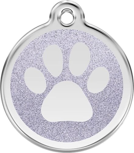 Red Dingo Hondenpenning 20 mm pootje glitter zilverkleurig