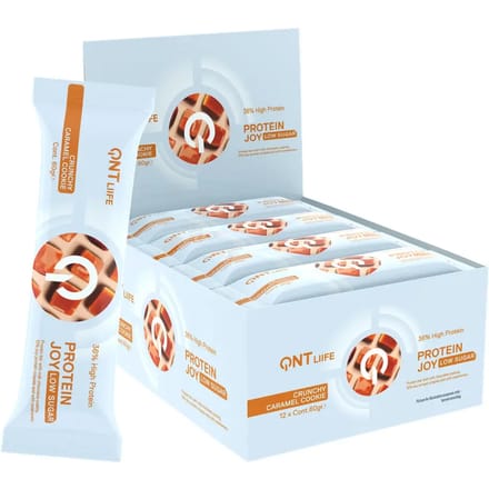 Eiwit voedingssupplement met karamel smaak QNT Protein Joy 36% Low Sugar Crunchy Caramel Cookie Dough