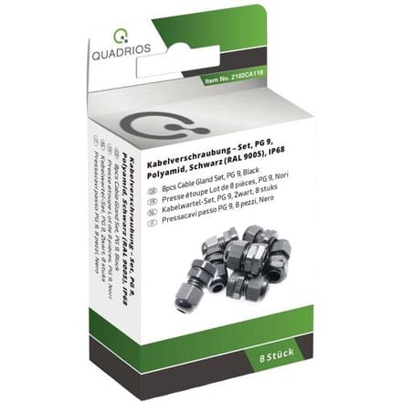 Quadrios 2102CA118 Wartel assortiment Waterbestendig PG9 PG9 PA66 Zwart 1 set(s)
