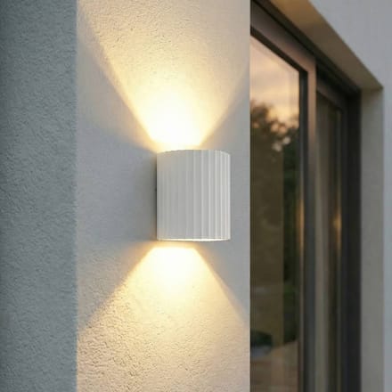 Lindby LED buiten wandlamp Ralino, wit, 2-lamps, IP65