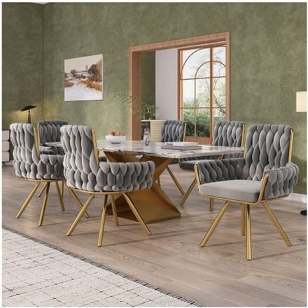Chaises de salle à manger - MUVOE - Lot de 6 - Velours gris - Design moderne - Rotation 360° gris