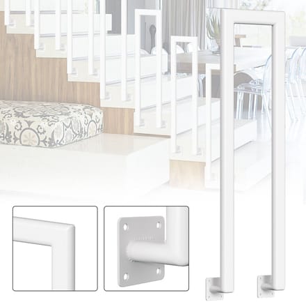 Zijdelingse montage Elliptische Buis Leuning 100cm Ijzer Leuning Buiten & Binnen Trap Leuning Trap Balkon Balustrade Wit