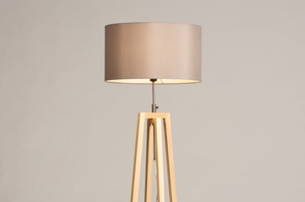 Lumidora Vloerlamp 31132 - LILLE - E27 - Grijs - Naturel - Hout - ⌀ 48 cm