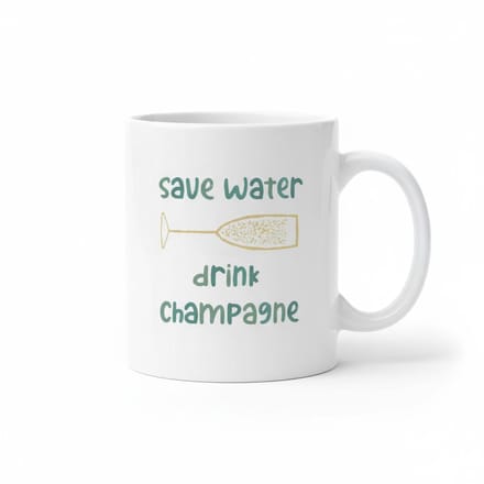 Save Water, Drink Champagne – Grappige Feest Quote Koffiemok 330 ml