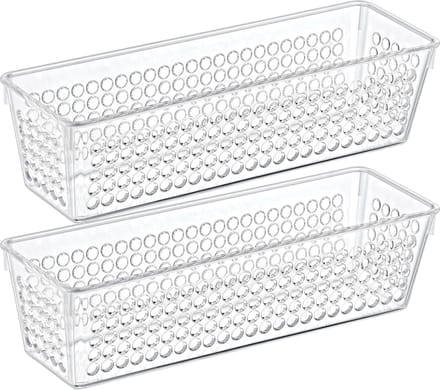 Storage Solutions Organizer/opbergmandje - 2x - kunststof - transparant - 0.8L - 23 x 7.5 x 6 cm