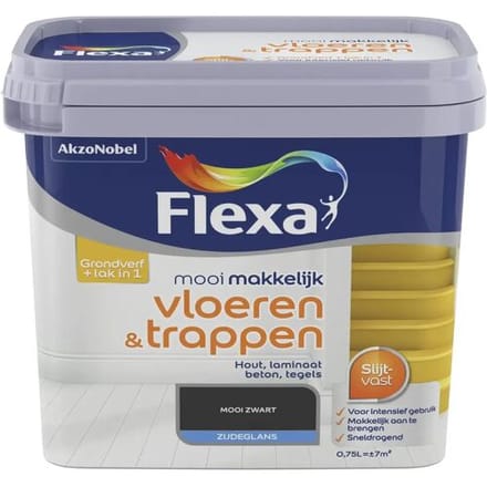 Flexa - Mooi Makkelijk Vloeren & Trappen Zijdeglans - Zwart - 750 Ml