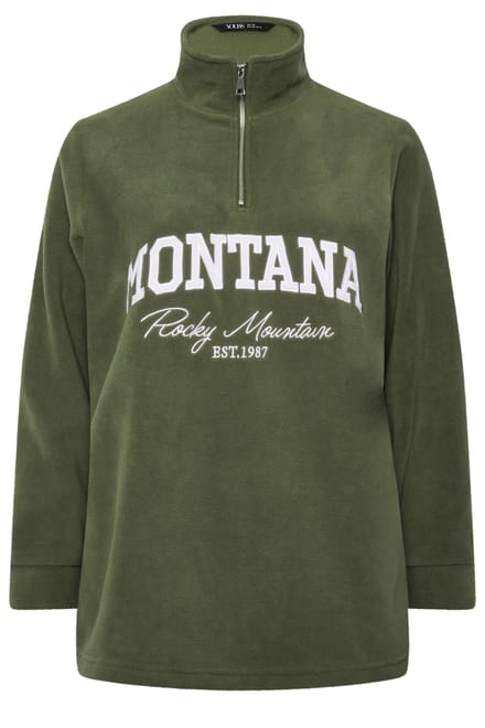 Yours Groene 'Montana' Fleece Met Kwartrits Size 42