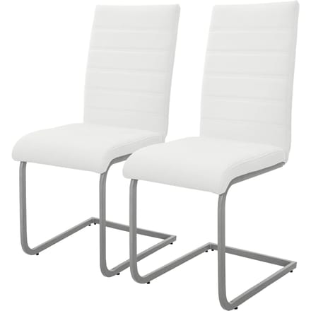 Eetkamerstoel slede set van 2 met rugleuning wit kunstlederen bekleding ML-Design