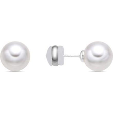 Luxenter oorbellen met witte parel zilverkleurige afwerking - Wasai