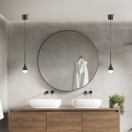 Helestra LED hanglamp DUC, zwart, IP44, Ø 7 cm