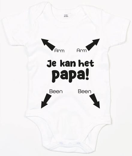 Baby Romper Je kan het papa 0-3 maand - Wit - Rompertjes baby met tekst