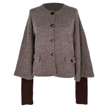 Gebreid jack van Christian Dior in bruine wol.