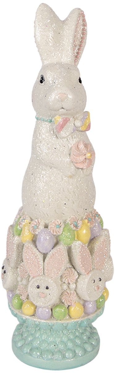 Clayre & Eef Decoratie Beeld Konijn 12x11x34 cm Wit Kunststof