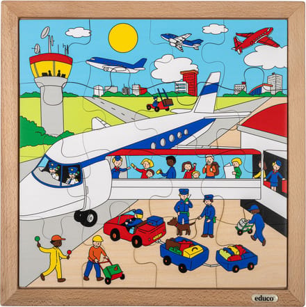 Verkeerspuzzel 34x34cm Luchthaven 16 stukjes - Educo - Educatief speelgoed