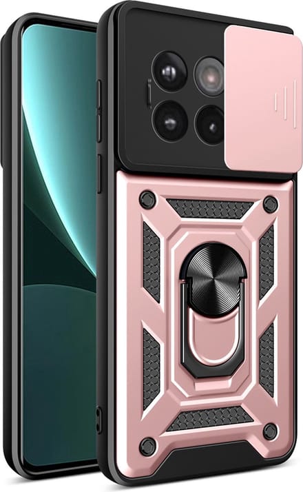 MobyDefend Hoesje - Geschikt voor OnePlus 13R - Pantsercase Met Draaibare Ring - Rosé
