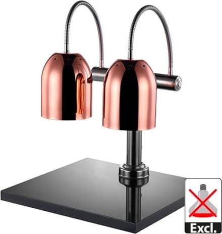 Warmhoudlamp, Dubbel, Koper, met Plaat, Horeca en Professioneel | CaterChef | 688263